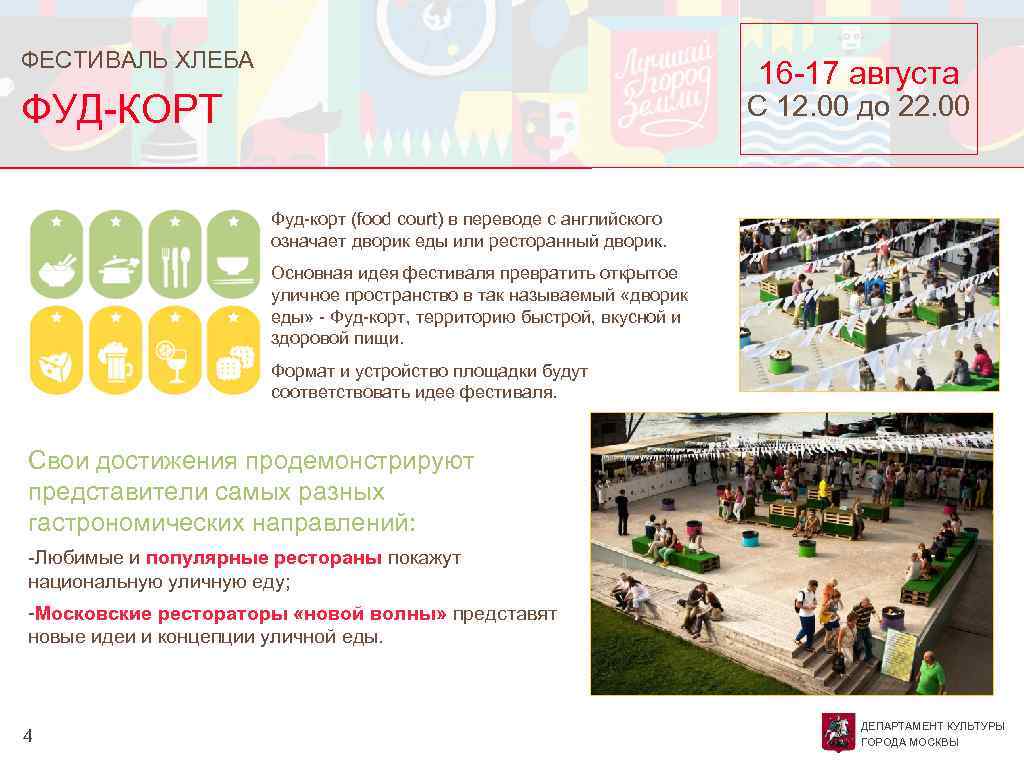 ФЕСТИВАЛЬ ХЛЕБА 16 -17 августа ФУД-КОРТ С 12. 00 до 22. 00 Фуд-корт (food