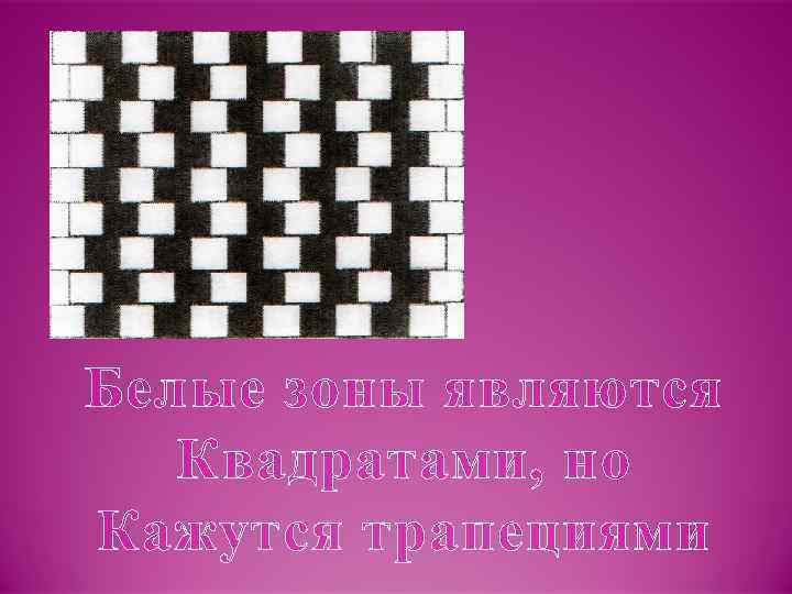Белые зоны являются Квадратами, но Кажутся трапециями 