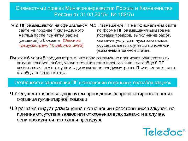 Совместный приказ Минэкономразвития России и Казначейства России от 31. 03. 2015 г. № 182/7