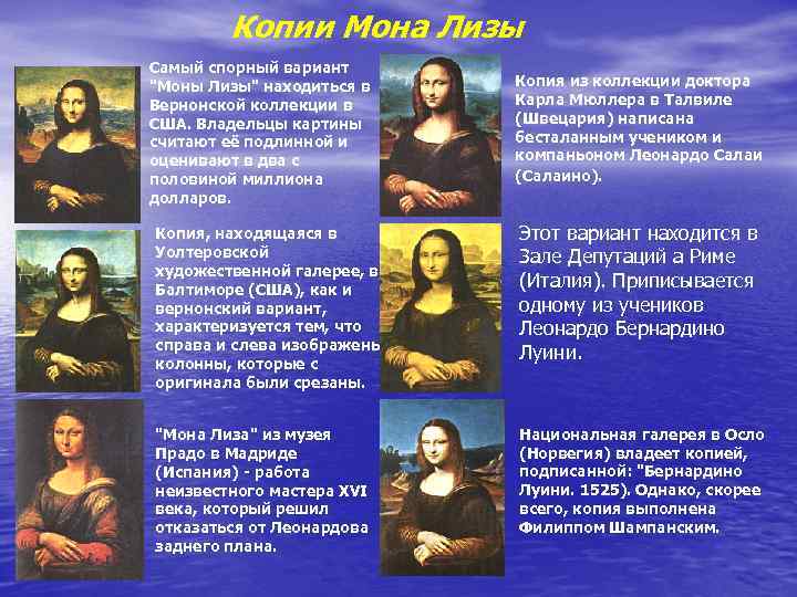 Копии Мона Лизы Самый спорный вариант 