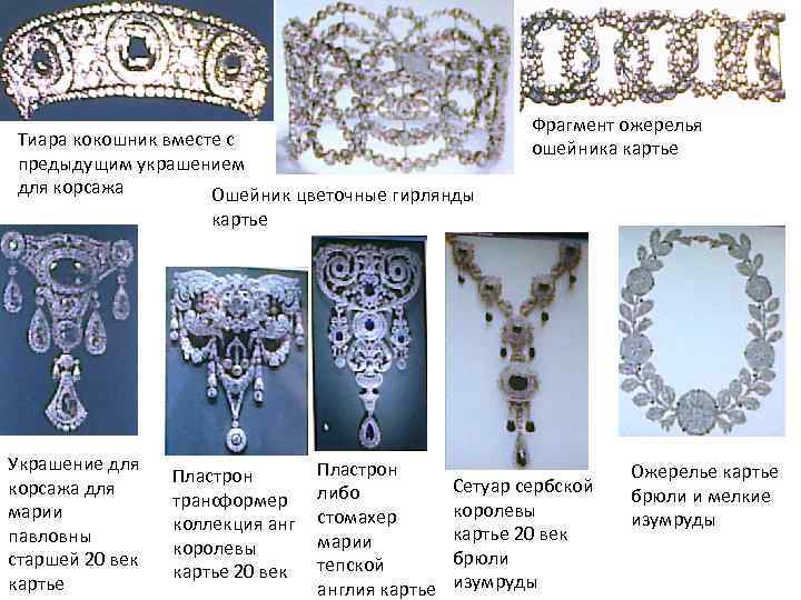 Тиара кокошник вместе с предыдущим украшением для корсажа Ошейник цветочные гирлянды Фрагмент ожерелья ошейника
