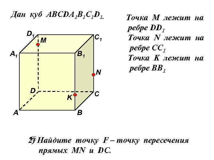 Дан куб АВСDA 1 B 1 C 1 D 1. D 1 С 1