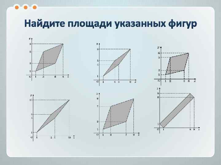 Найдите площади указанных фигур 