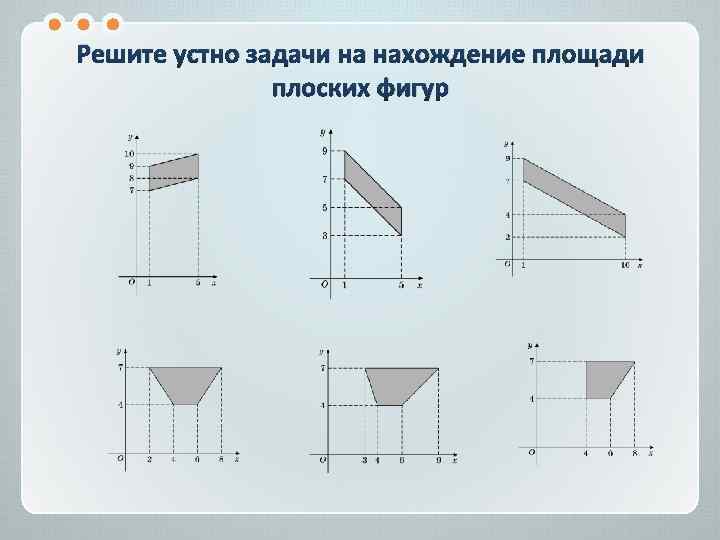 Решите устно задачи на нахождение площади плоских фигур 