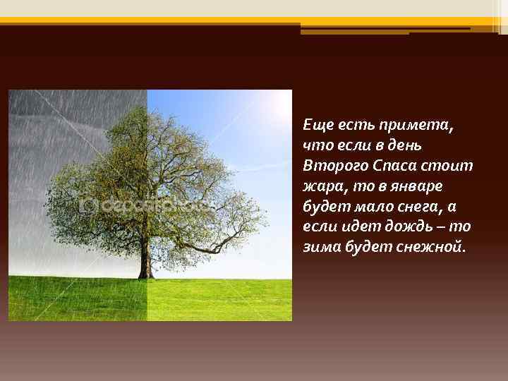 Еще есть примета, что если в день Второго Спаса стоит жара, то в январе