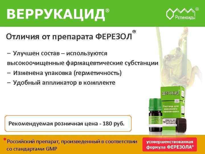 Отличия от препарата ФЕРЕЗОЛ® – Улучшен состав – используются высокоочищенные фармацевтические субстанции – Изменена