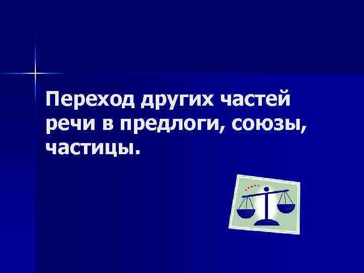 Переход других частей речи в предлоги, союзы, частицы. 