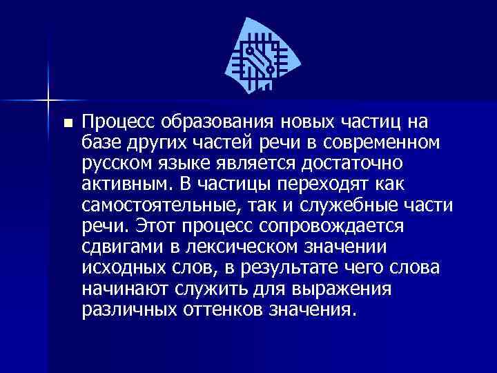 n Процесс образования новых частиц на базе других частей речи в современном русском языке