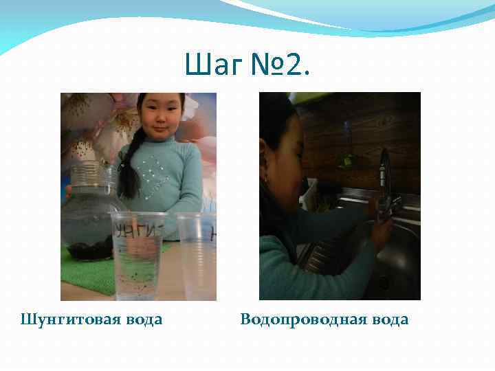 Шаг № 2. Шунгитовая вода Водопроводная вода 