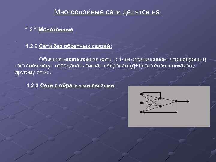 Многослойные сети делятся на: 1. 2. 1 Монотонные . 1. 2. 2 Сети без