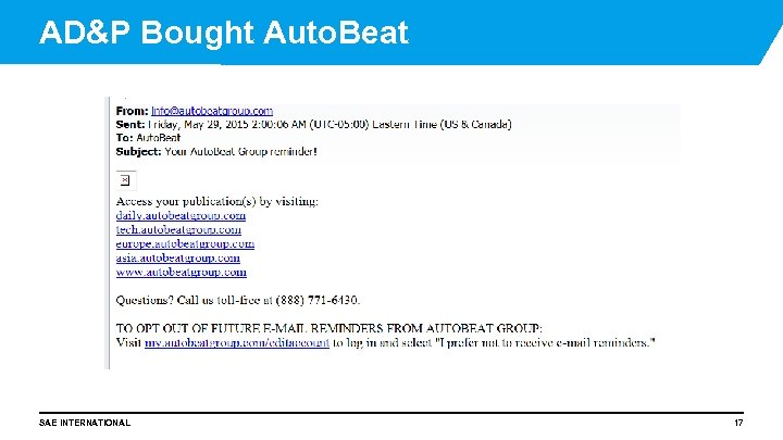 AD&P Bought Auto. Beat SAE INTERNATIONAL 17 