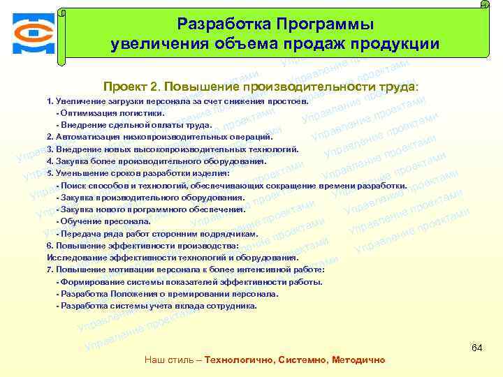 Разработка Программытами ек про и увеличения объема продаж продукции ие ктам лен Консалтинговая компания