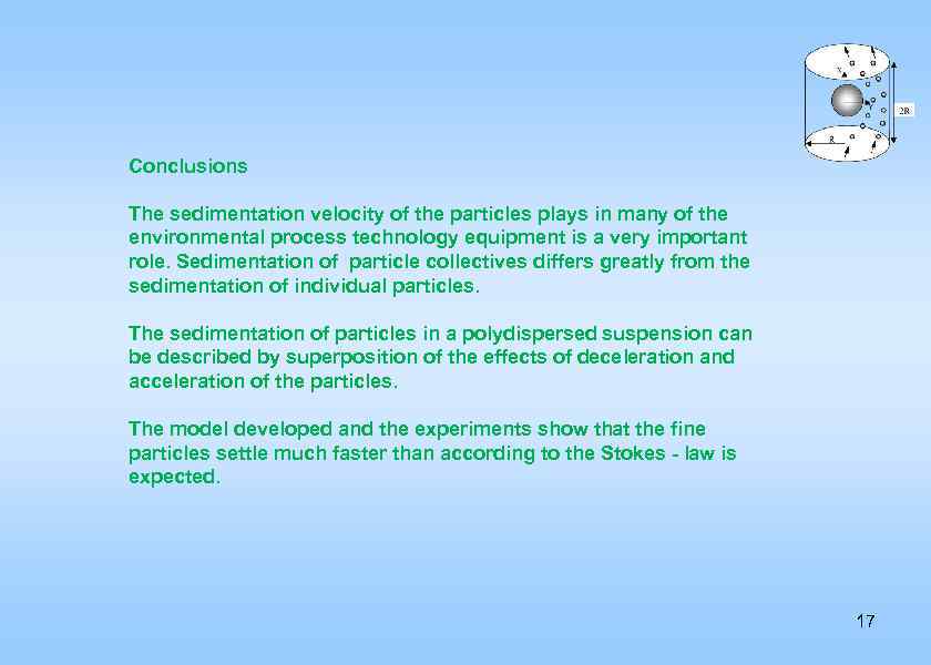 Conclusions The sedimentation velocity of the particles plays in many of the environmental process