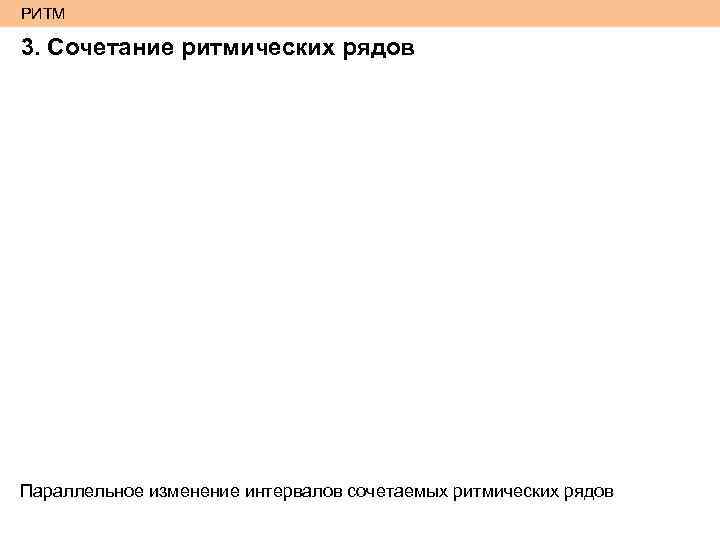 РИТМ 3. Сочетание ритмических рядов Параллельное изменение интервалов сочетаемых ритмических рядов 