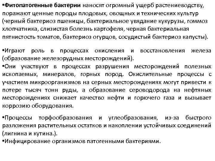  • Фитопатогенные бактерии наносят огромный ущерб растениеводству, поражают ценные породы плодовых, овощных и