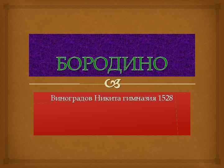 БОРОДИНО Виноградов Никита гимназия 1528 
