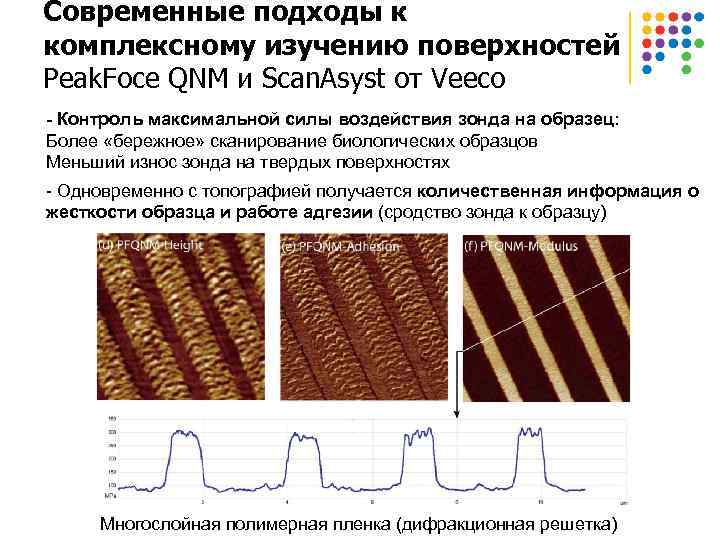 Современные подходы к комплексному изучению поверхностей Peak. Foce QNM и Scan. Asyst от Veeco