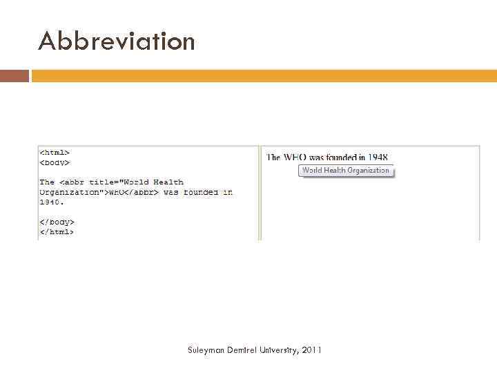 Abbreviation Suleyman Demirel University, 2011 