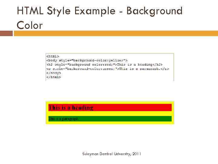 HTML Style Example - Background Color Suleyman Demirel University, 2011 