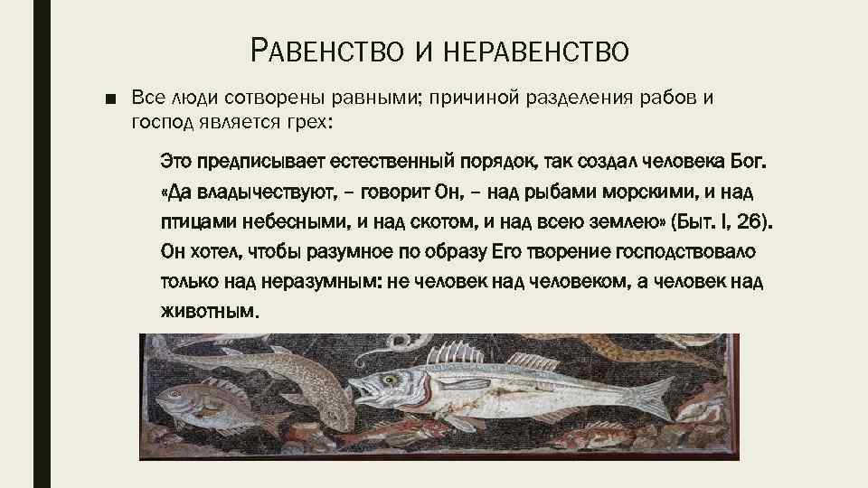 РАВЕНСТВО И НЕРАВЕНСТВО ■ Все люди сотворены равными; причиной разделения рабов и господ является