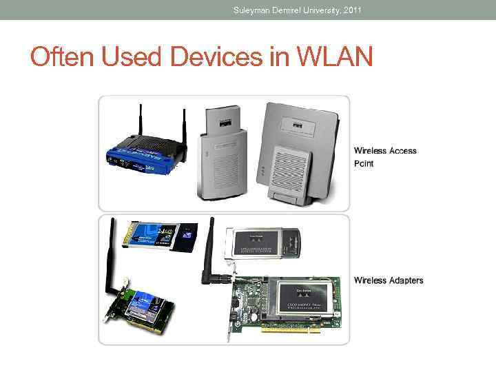 Suleyman Demirel University, 2011 Often Used Devices in WLAN 
