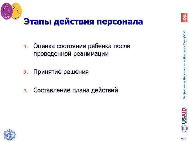 1. Оценка состояния ребенка после проведенной реанимации 2. Принятие решения 3. Составление плана действий