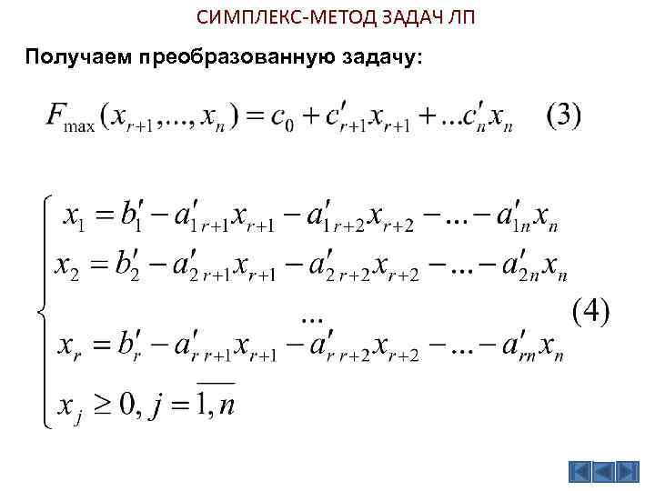 СИМПЛЕКС-МЕТОД ЗАДАЧ ЛП Получаем преобразованную задачу: 