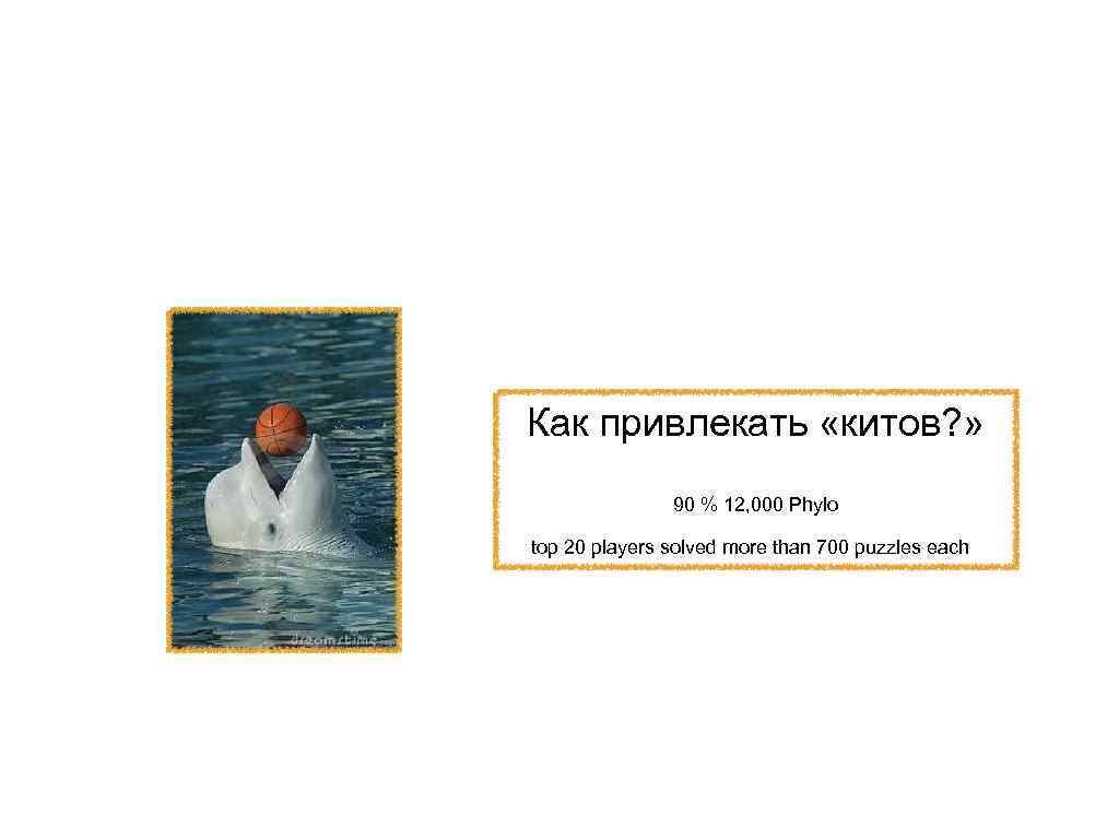 Как привлекать «китов? » 90 % 12, 000 Phylo top 20 players solved more