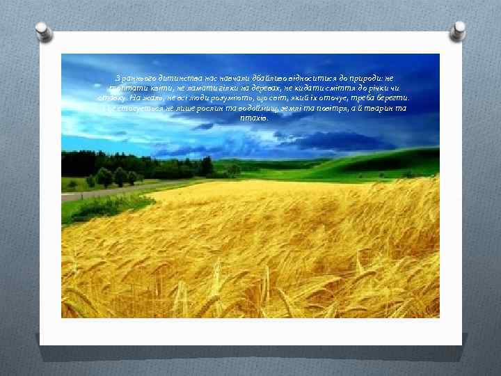 З раннього дитинства нас навчали дбайливо відноситися до природи: не топтати квіти, не ламати