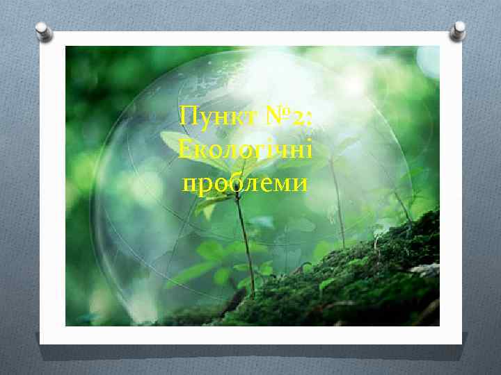 Пункт № 2: Екологічні проблеми 