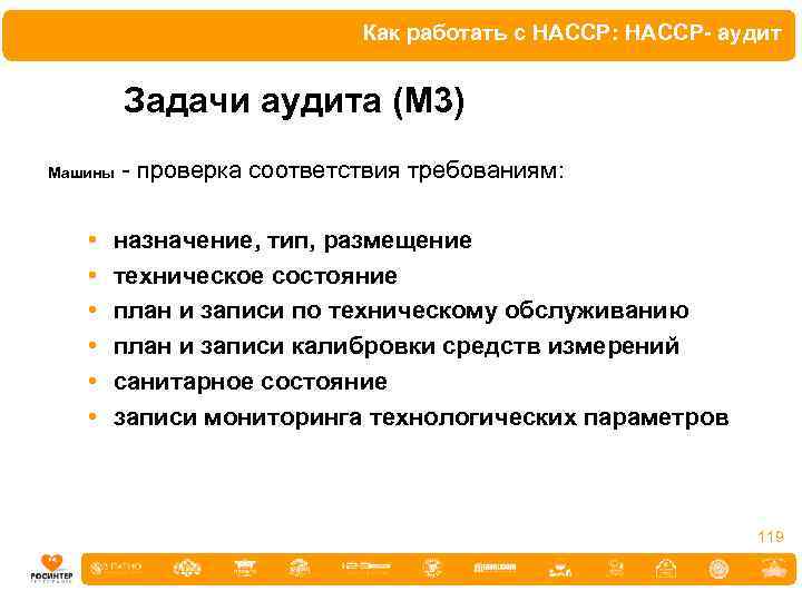 Как работать с HACCP: HACCP- аудит Задачи аудита (М 3) Машины • • •
