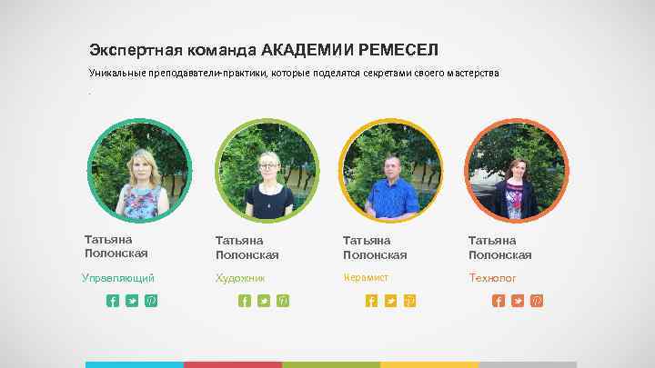 Экспертная команда АКАДЕМИИ РЕМЕСЕЛ Уникальные преподаватели-практики, которые поделятся секретами своего мастерства. Tатьяна Полонская Татьяна