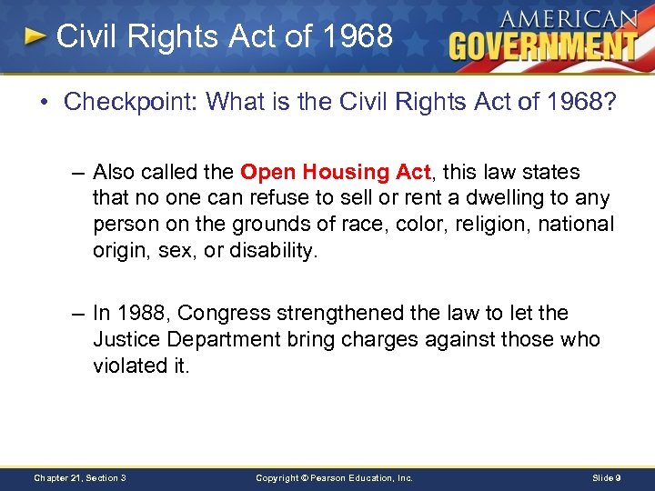 Civil Rights Act of 1968 • Checkpoint: What is the Civil Rights Act of