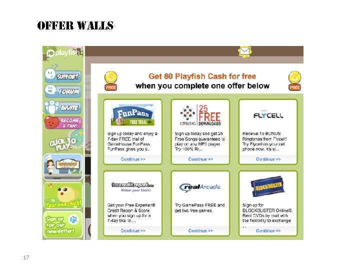 offer walls 17 