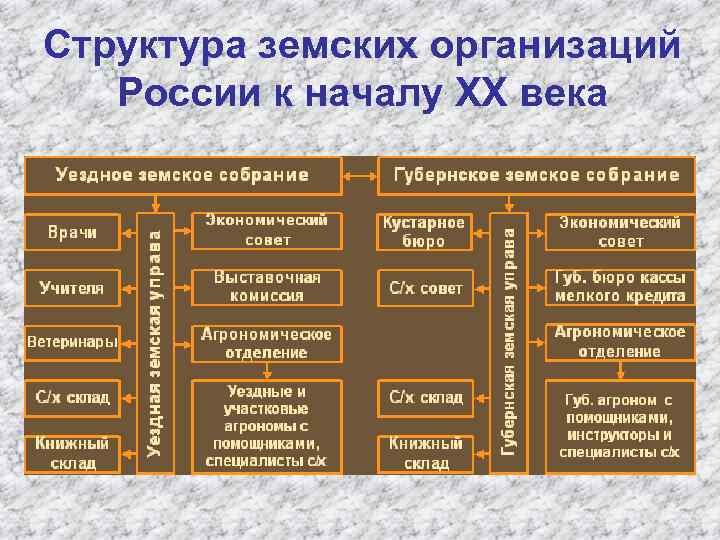 Структура земских организаций России к началу ХХ века 