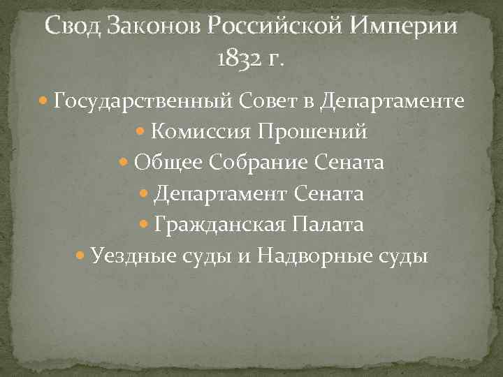 Свод Законов Российской Империи 1832 г. Государственный Совет в Департаменте Комиссия Прошений Общее Собрание