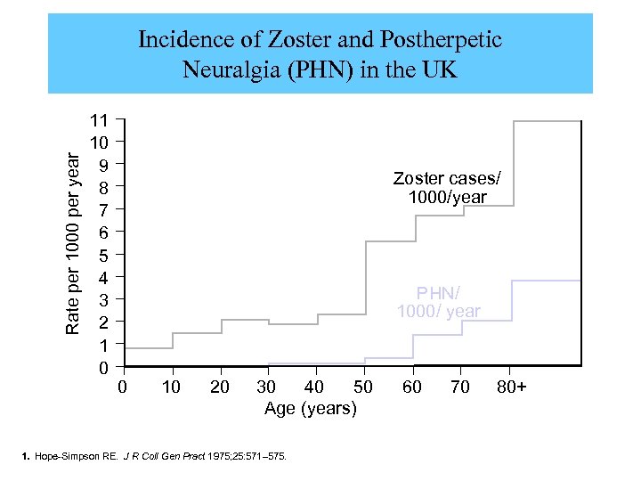 Rate per 1000 per year Incidence of Zoster and Postherpetic Neuralgia (PHN) in the