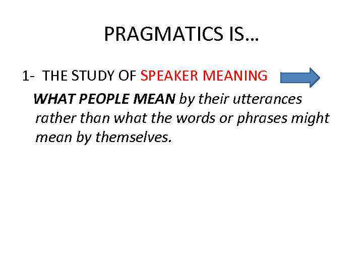 PRAGMATICS George Yule 1 DEFINITIONS AND