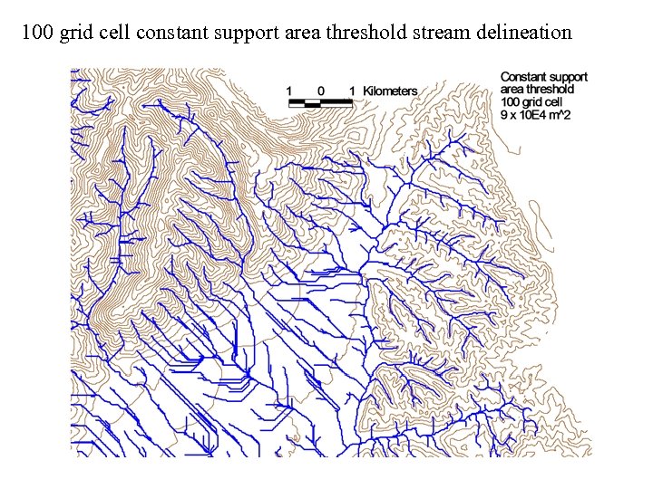 100 grid cell constant support area threshold stream delineation 