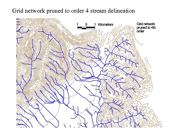 Grid network pruned to order 4 stream delineation 
