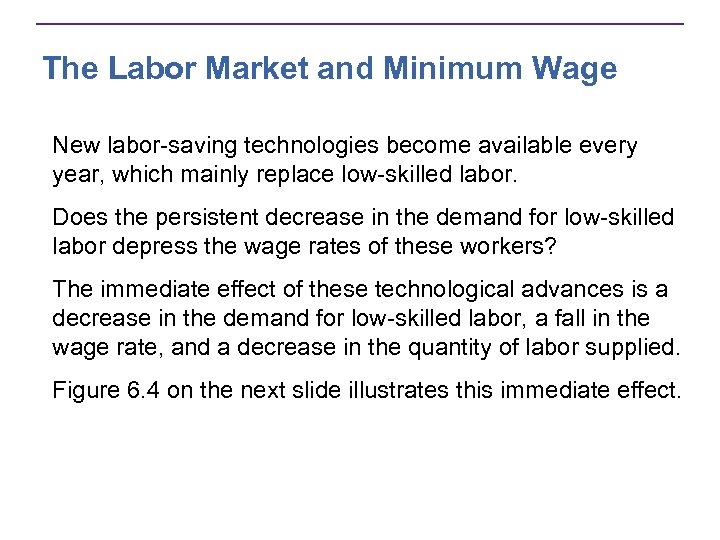 The Labor Market and Minimum Wage New labor-saving technologies become available every year, which