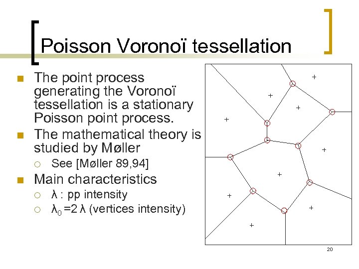 Poisson Voronoï tessellation n n The point process generating the Voronoï tessellation is a