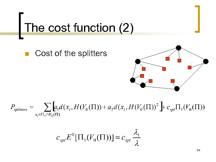 The cost function (2) n Cost of the splitters 54 