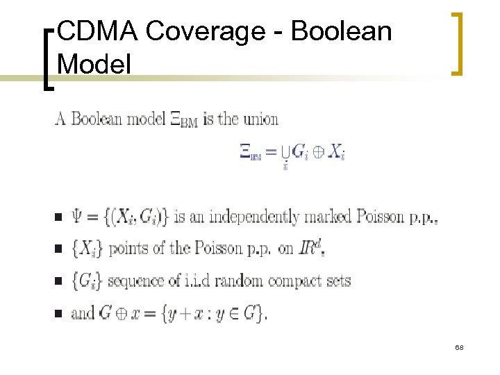 CDMA Coverage - Boolean Model 68 