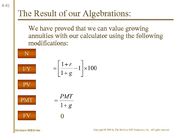 4 -41 The Result of our Algebrations: We have proved that we can value