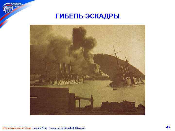 ГИБЕЛЬ ЭСКАДРЫ Отечественная история Лекция № 9. Россия на рубеже XIX-XXвеков. 45 