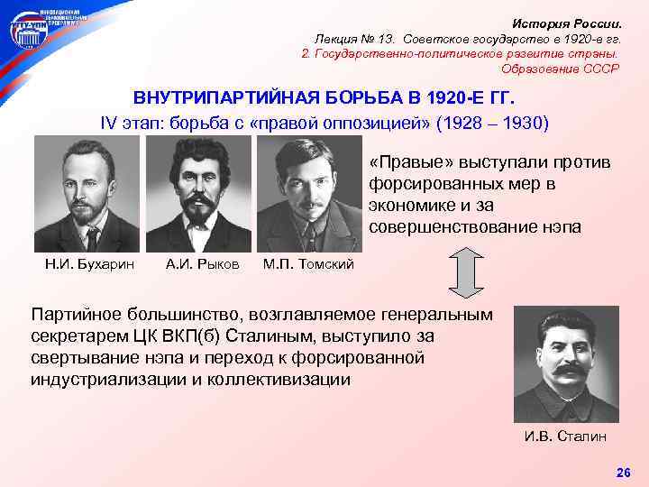 История России. Лекция № 13. Советское государство в 1920 -е гг. 2. Государственно-политическое развитие