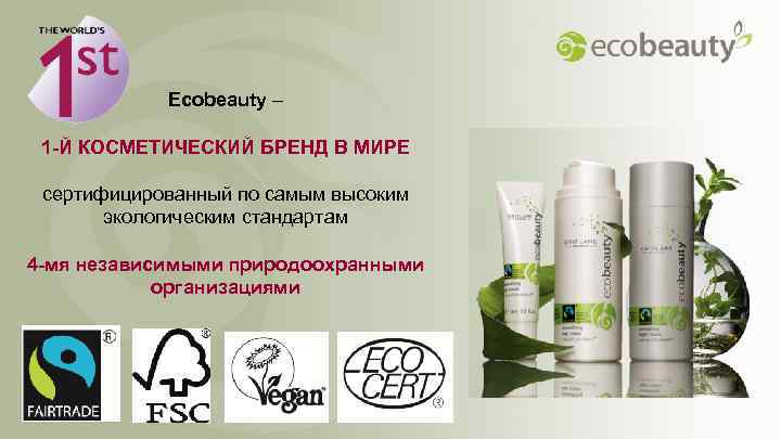 Ecobeauty – 1 -Й КОСМЕТИЧЕСКИЙ БРЕНД В МИРЕ сертифицированный по самым высоким экологическим стандартам