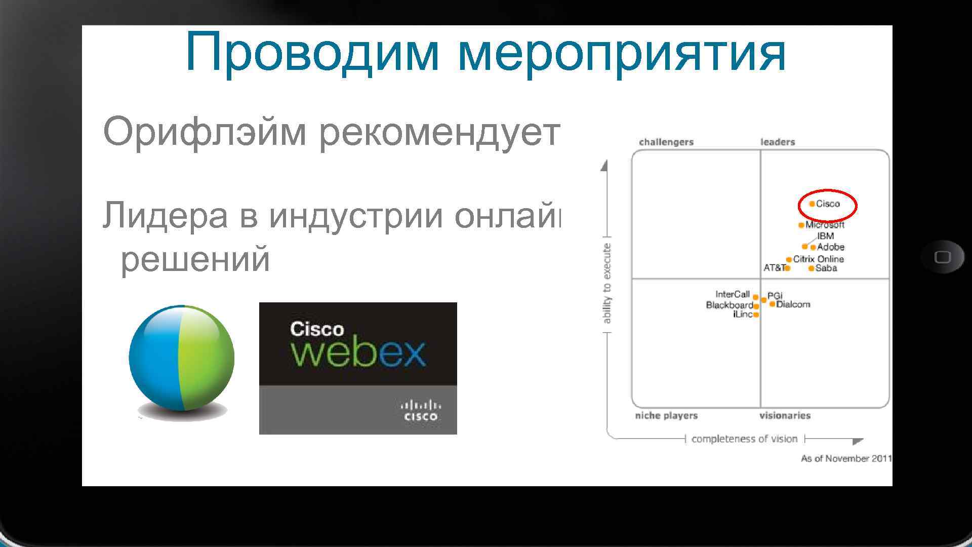 Проводим мероприятия Орифлэйм рекомендует Лидера в индустрии онлайн решений 