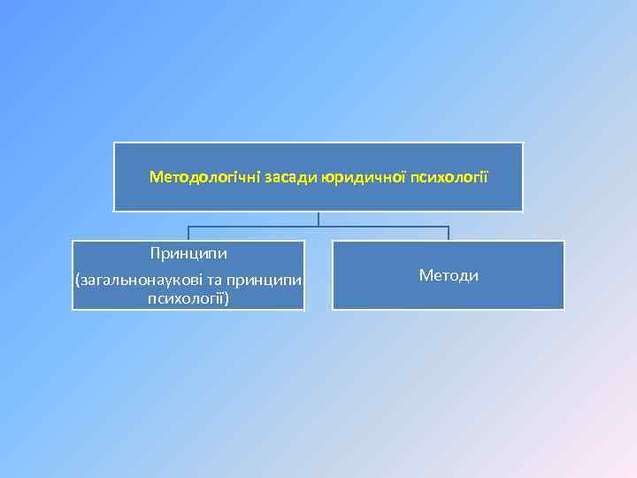 Методологічні засади юридичної психології Принципи (загальнонаукові та принципи психології) Методи 